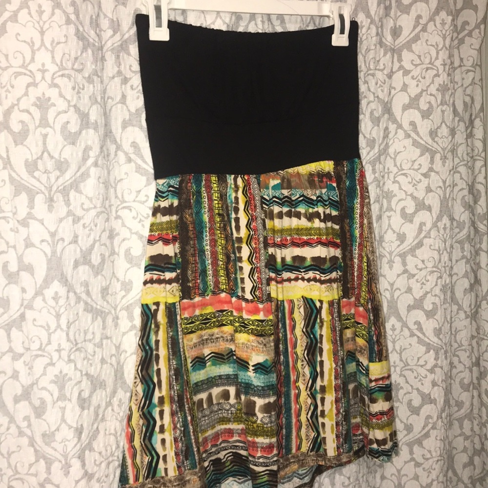 Body Central Ruched Aztec Tube Top Dress